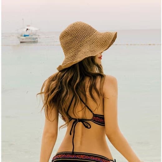 Lollanda Foldbar Stråhat til Damer, Bred Stråhat - Sommer & Strand, 57-59 cm