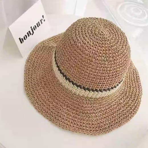 Lollanda Damehat, Foldbar Stråhat til Kvinder, Bred Stråhat - Sommer & Strand