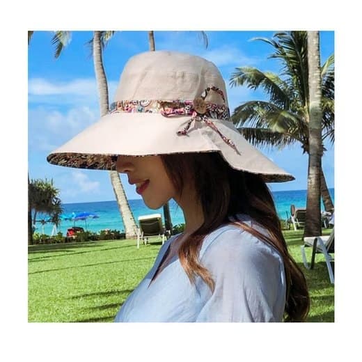 Lollanda Solhat Dame - Dobbeltvendt UV-beskyttelse, Strandhat, Solbeskyttelseshat med Bred skygge Foldbar Visir Hat