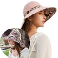 Miniatyrbillede 1 af 5: Lollanda Solhat Dame - Dobbeltvendt UV-beskyttelse, Strandhat, Solbeskyttelseshat med Bred skygge Foldbar Visir Hat