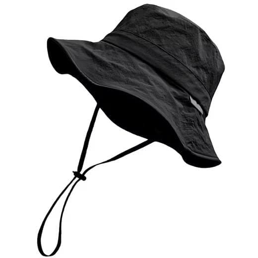 Lollanda Vattentät Solhatt Unisex, solhatt med bred brätte - Fiskarhatt med Hakrem 56-60 cm för Sommaraktiviteter Svart