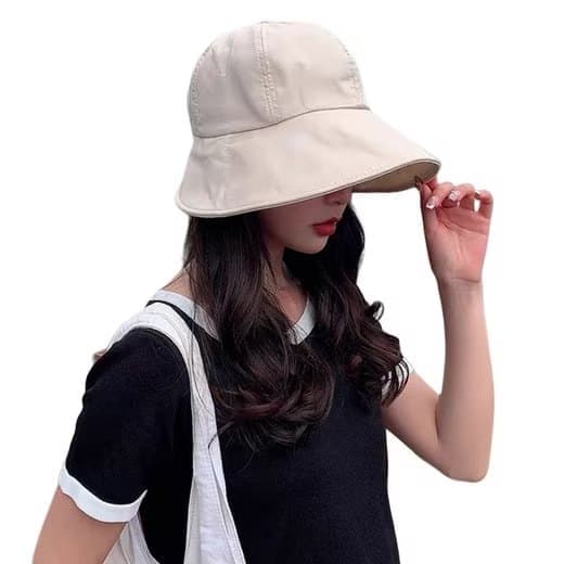 Lollanda foldbar sommerhat til kvinder, solbeskyttelseshat til kvinder med bred skygge, hestehale design, UV-beskyttelse