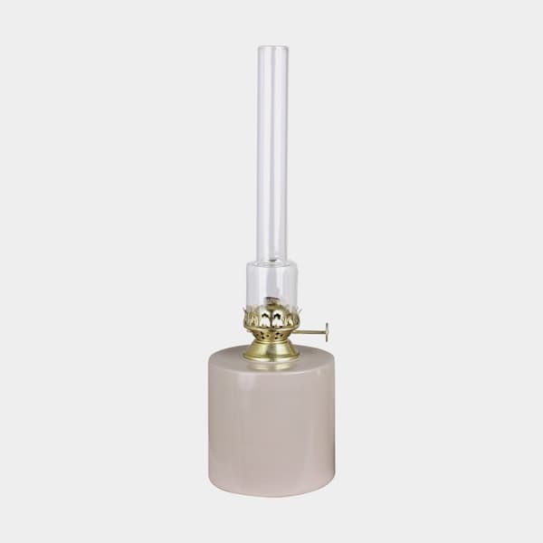 Fotogenlampa / oljelampa Strömshaga Rak Stor, beige plåt, brännare i mässing, Ø100 mm x 300 mm