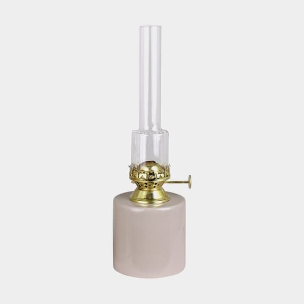 Fotogenlampa / oljelampa Strömshaga Rak Liten, beige plåt, brännare i mässing, Ø80 mm x 250 mm
