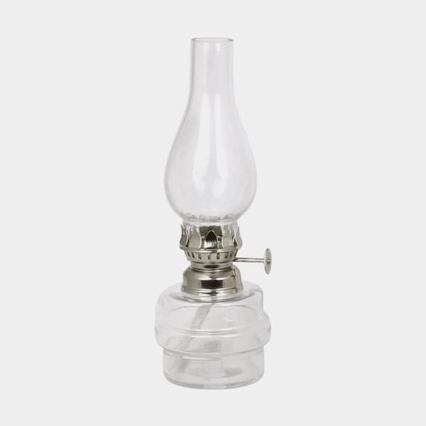 Fotogenlampa / oljelampa Strömshaga My, glas, brännare i nickel, Ø70 mm x 190 mm