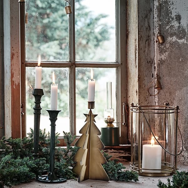 Fotogenlampa / oljelampa Strömshaga Rak Liten, grön plåt, brännare i mässing, Ø80 mm x 250 mm