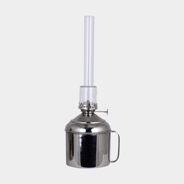Fotogenlampa / oljelampa Strömshaga Linné, nickel, med handtag, Ø100 mm x 330 mm
