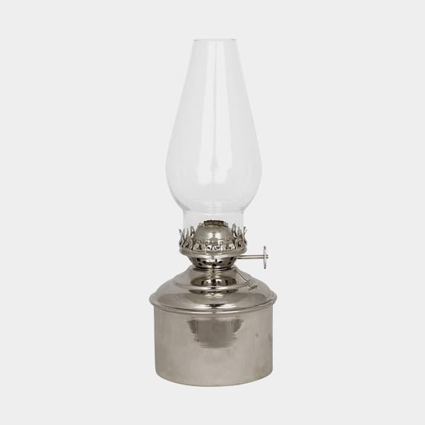 Fotogenlampa / oljelampa Strömshaga Haga, nickel, Ø70 mm x 220 mm