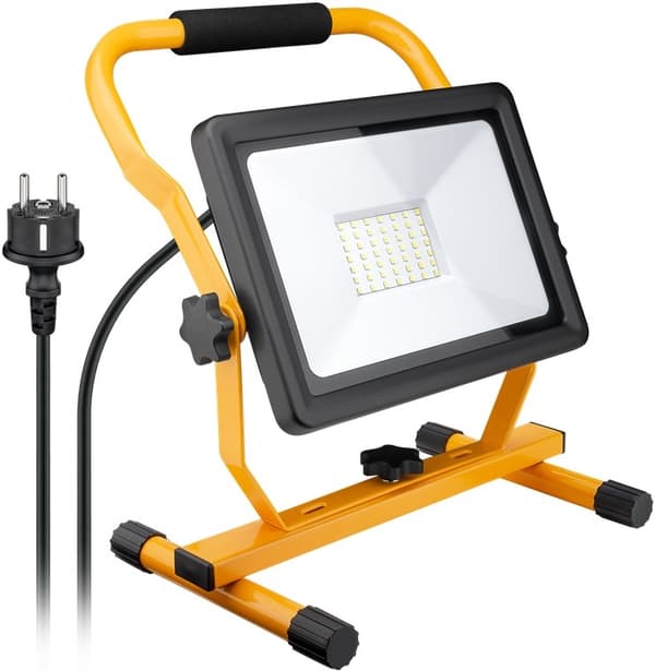 Goobay LED-konstruksjonslyskaster med sokkel, 50 W med 4250 lm og kjølig hvitt lys (6500 K), egnet for innendørs og utendørs bruk (IP65)