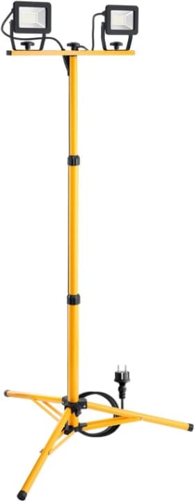Goobay LED-konstruktionsstrålkastare med teleskopisk stativ, 2x 20 W med totalt 3400 lm och neutralt vitt ljus (4000 K), lämpligt för inomhus- och uto