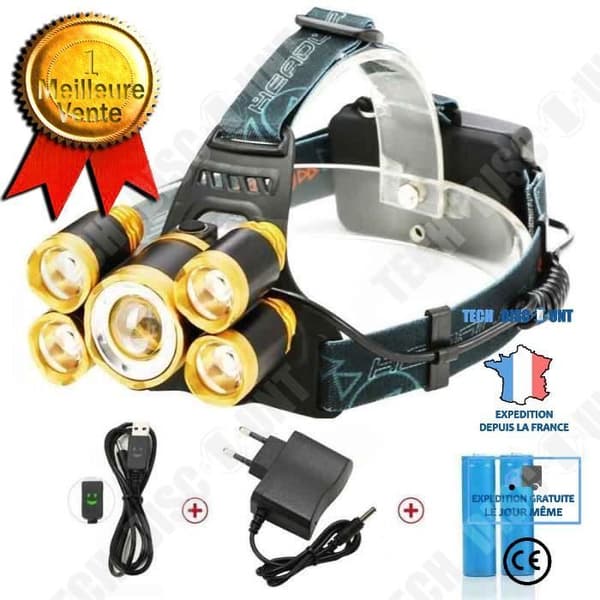 Kraftfull uppladdningsbar pannlampa med batteri Gör-det-själv sportkamouflage arbetsplats lång autonomi berg 8000 LUMENS Kraftfull uppladdningsbar pannlampa med batteri Gör-det-själv sportkamouflage arbetsplats lång autonomi berg 8000 LUMENS