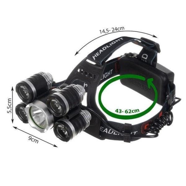 Superstark pannlampa CREE T6 inkl Laddbara Batterier och Laddare
