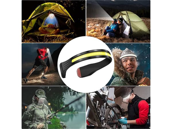 Oppladbar hodelykt - COB LED - Vanntett