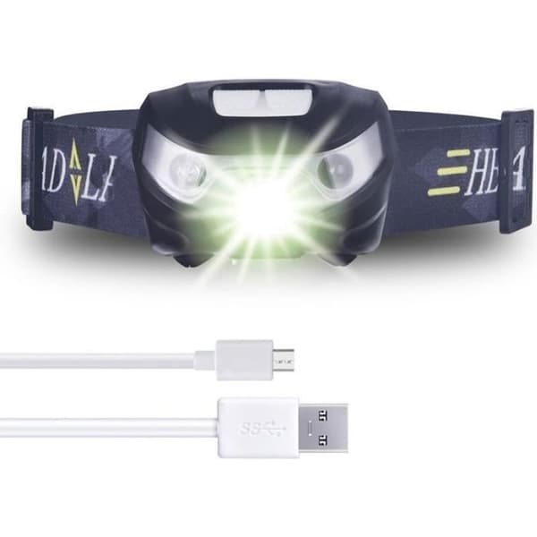 USB uppladdningsbar pannlampa med sensorbrytare, vattentät led pannlampa