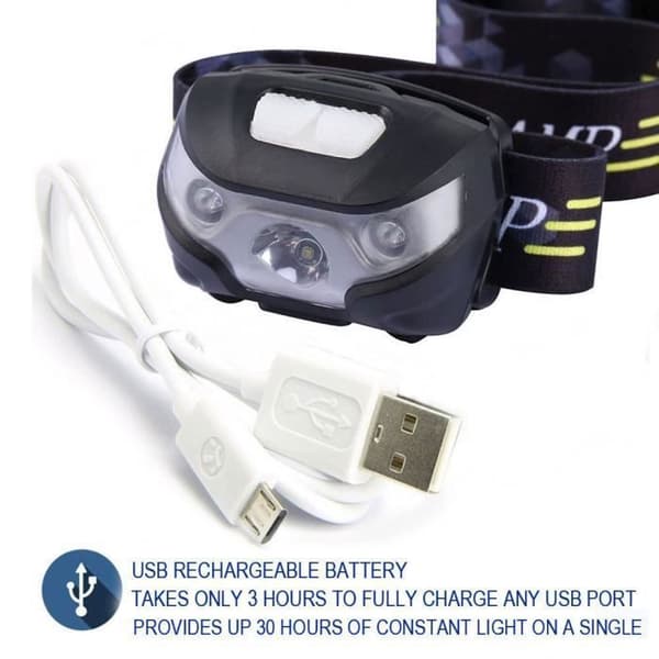 Uppladdningsbar LED Pannlampa - Pannlampa - Justerbar - Svart - Multisport