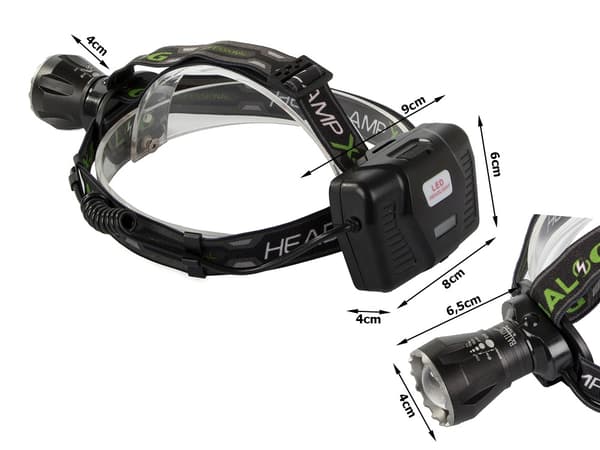 LED-huvudlampa / Pannlampa - Uppladdningsbar
