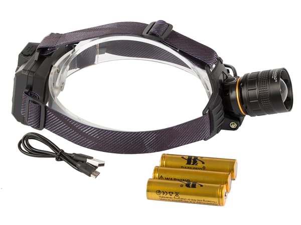 LED-huvudlampa / Pannlampa - Uppladdningsbar