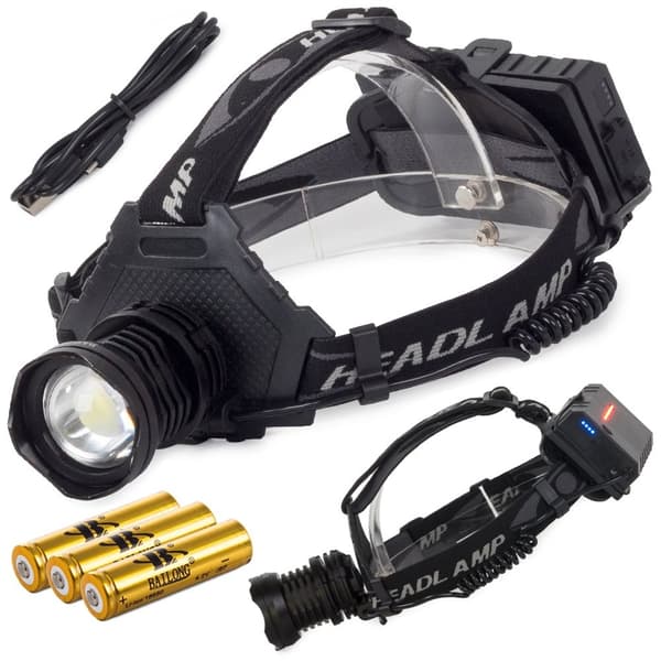 LED-huvudlampa / Pannlampa - Uppladdningsbar
