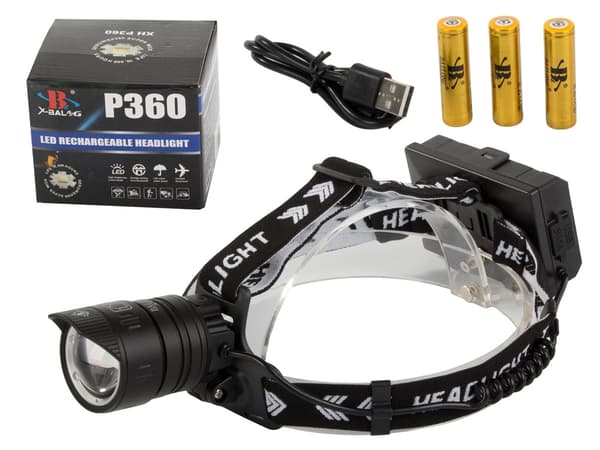 LED-huvudlampa / Pannlampa - Uppladdningsbar