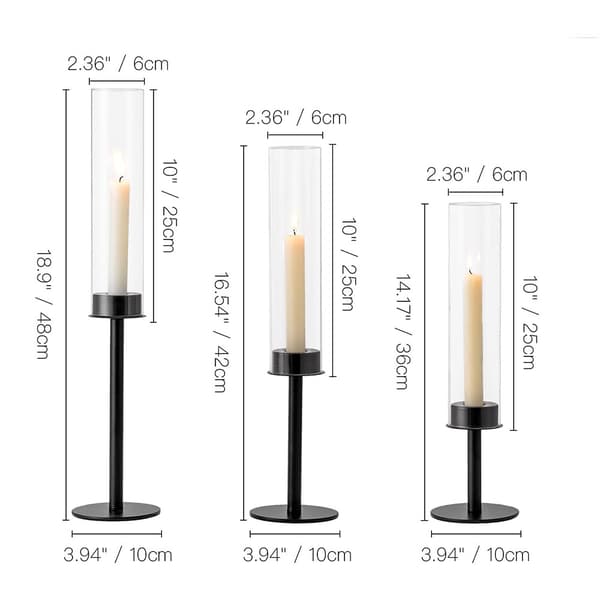 Ljusstakehållare 3-pack i järn och glas