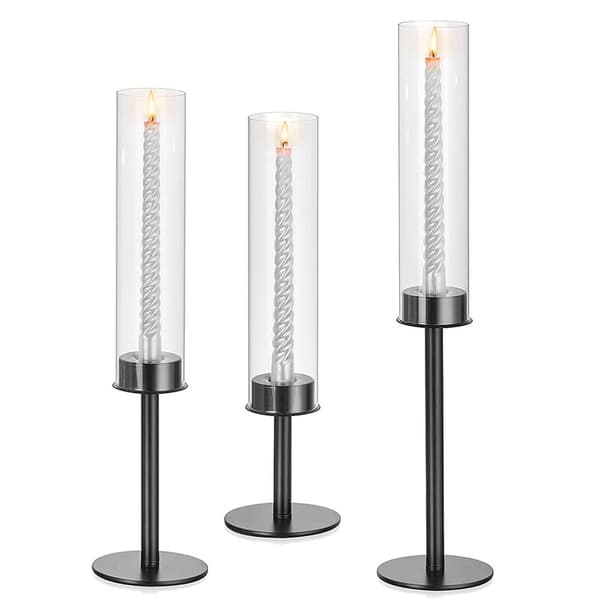 Kynttilänjalat 3-pack rautaa ja lasia