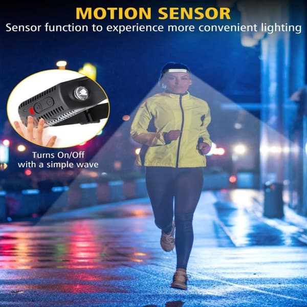 Pannlampa Dubbla LED med Rörelsesensor Löpning Lättvikt 2x COB XPE