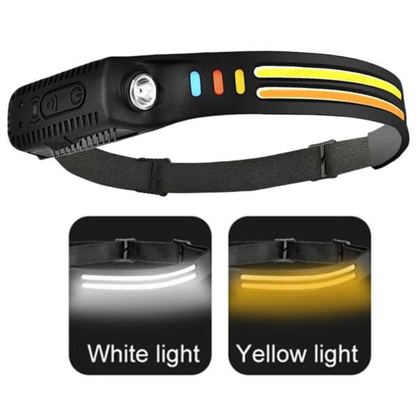 Pannlampa Dubbla LED med Rörelsesensor Löpning Lättvikt 2x COB XPE