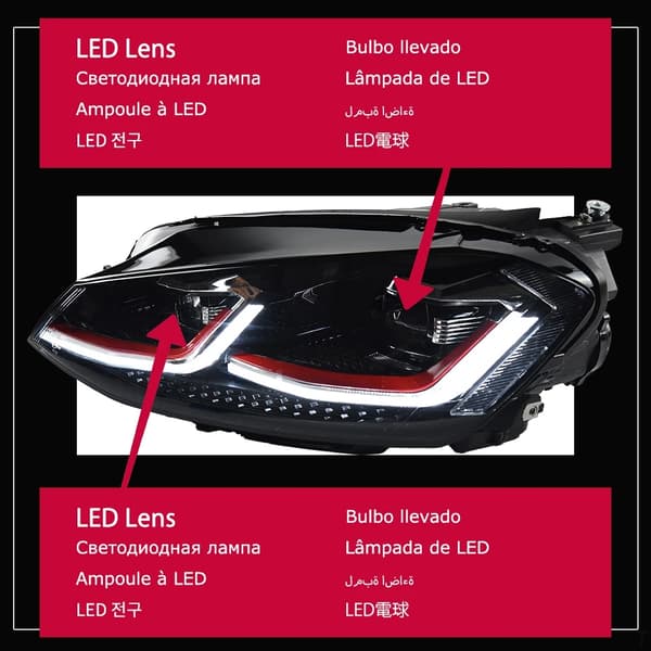 AKD Huvudlampa, LED-ljusstyrka, Hållbar konstruktion,GTI RED ALL LED, Lhd, 12W