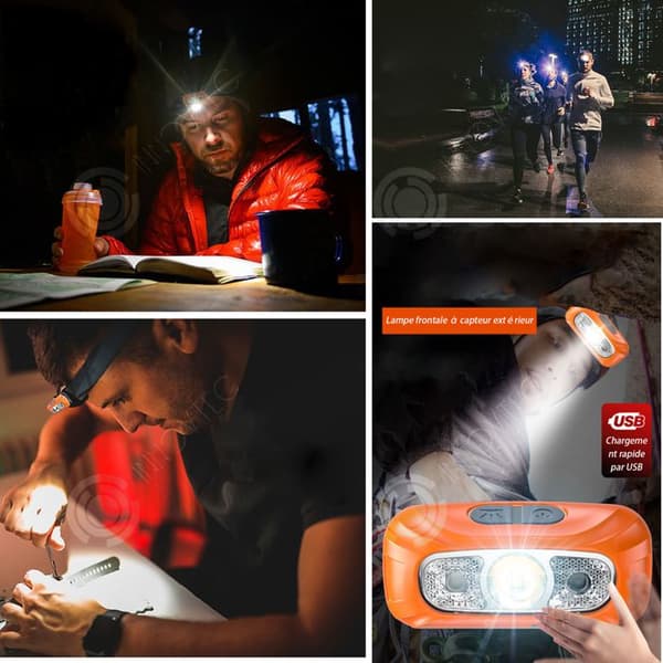 INN Strålkastare 7x3,5x3,2cm sensor strålkastare fri justering av lamphuvudets vinkel orange vattentätning