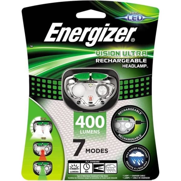 Huvudlykta - ENERGIZER - Vision Ultra HD - Återladbar USB - 3 ljusstyrkor - Unisex