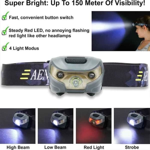 LED-strålkastare - CREE - USB-uppladdningsbar - 5 lägen - 6000K - Energiklass A+