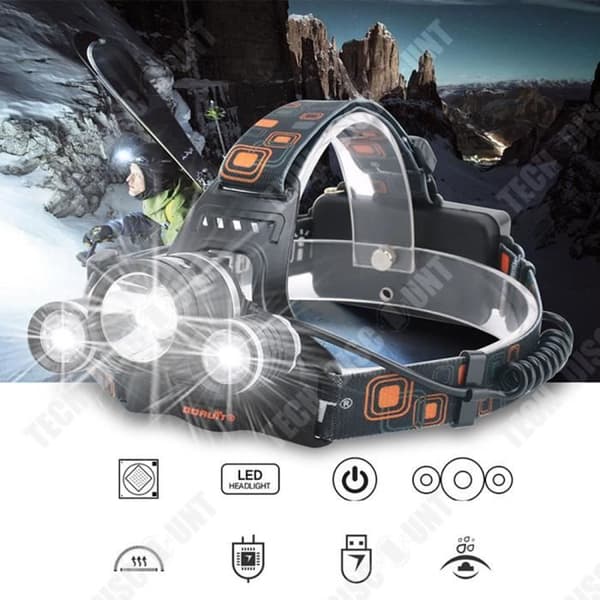 TD® Kraftfull uppladdningsbar pannlampa Löpning Arbetsplats Cykling 4 lägen USB-laddning LED Nattljus