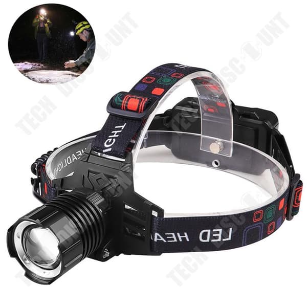 TD Bright White Laser Pannlampa Uppladdningsbar utomhus Nattfiske Klättring Zoom huvudmonterad ficklampa