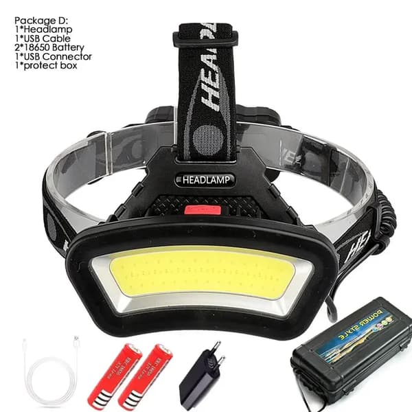 LED Hovedlampe, 8000 Lumen Lysstyrke, Vandtæt Design,D