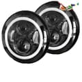 Pikkukuva 1 / 4: CO LIGHT 7 tuuman LED-ajovalo, 50W kaukovalo, muokattavat halo-renkaat,Valkoinen keltaisella, 2 KPL 1 PARILLE