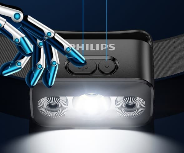 Philips SFL3153RH forlygte med hatteklemme lys dobbelt lyskilde rød og blå advarselslampe induktionshovedmonteret lommelygte