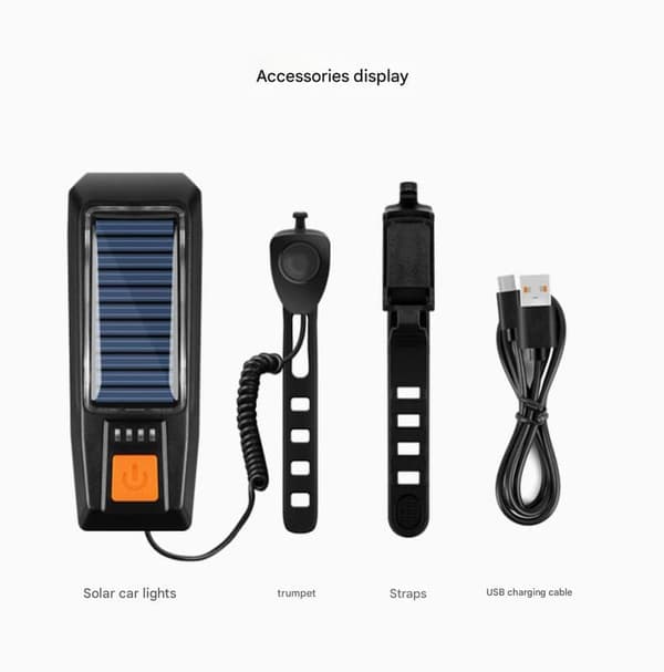 Cykel Belysning Forlygte Horn Nat Ridning Stærk Solar Mountain Bike lommelygte