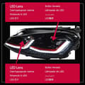 Miniatyrbillede 2 af 2: AKD Hovedlampe, LED Lysstyrke, Holdbar Konstruktion,GTI Red All LED, 12W, Rhd
