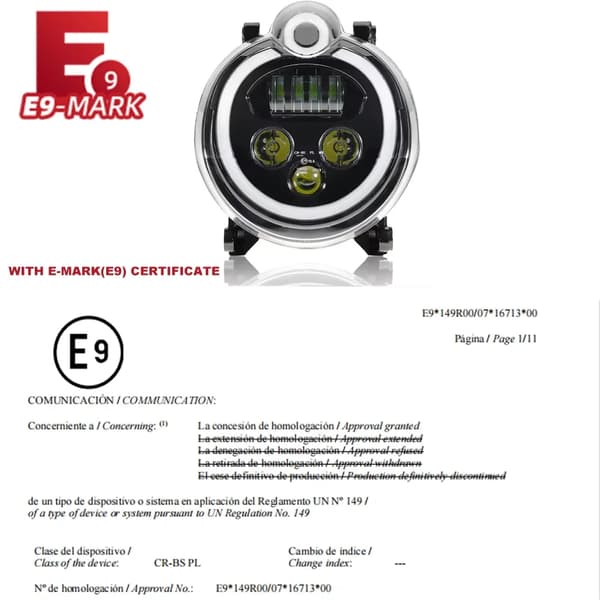 E-MARK E9 LED-strålkastare, IP67 vattentålig, hög- och lågenergifunktionalitet,Klar