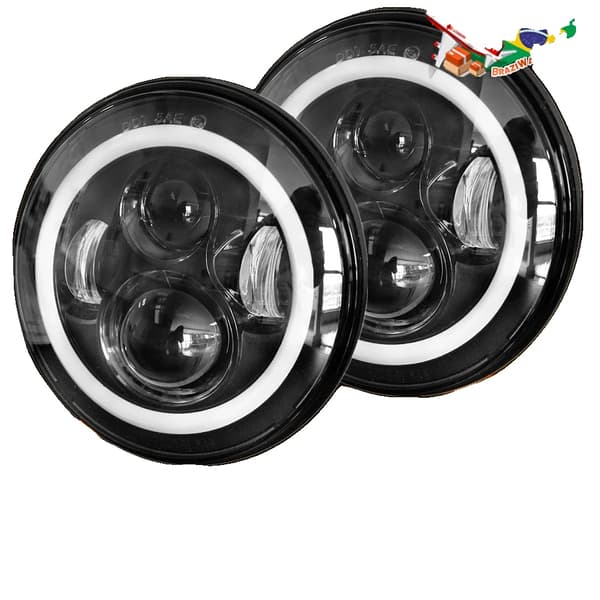CO LIGHT 7 tuuman LED-ajovalo, 50W kaukovalo, muokattavat halo-renkaat,Valkoinen keltaisella, 2 KPL 1 PARILLE
