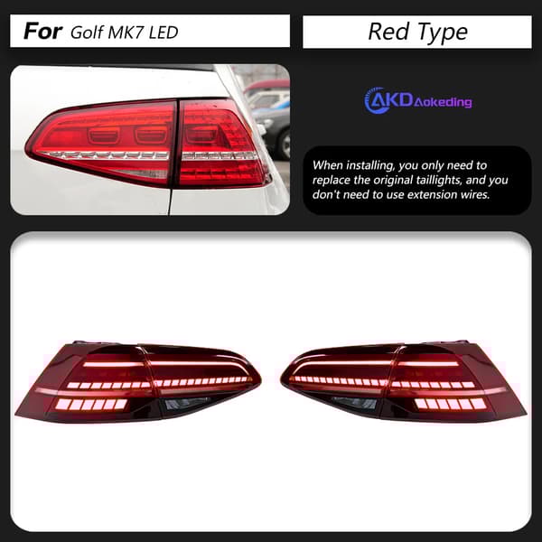 Bakljus, LED DRL, Bromsbackljus, För MK7 LED Röd