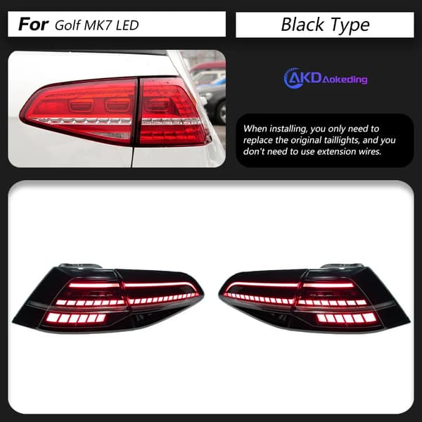LED Bakljusmontering för Golf 7/7.5 (2013-2020), Certifierad och Enkel Installation,Golf 7 LED Svart