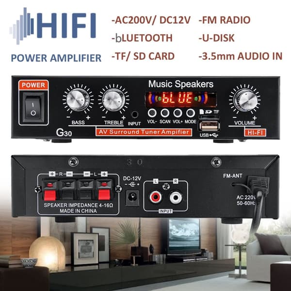 2CH HiFi Audio Stereo Power Mini Digitaalinen vahvistin Vahvistin Basso bluetooth Auton koti