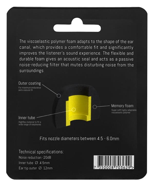 SUPRA Comfort Foam Tips© Medium 3-pack - Hörlurskuddar till True Wireless