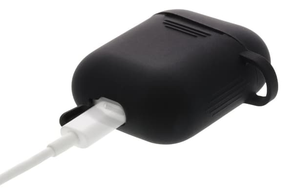 AirPods 1/2 silicone case, keyring hole, easy to grip, black