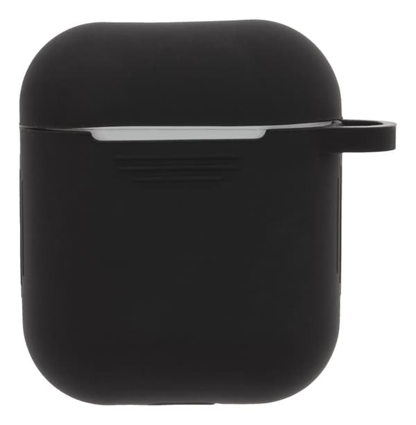 AirPods 1/2 silicone case, keyring hole, easy to grip, black
