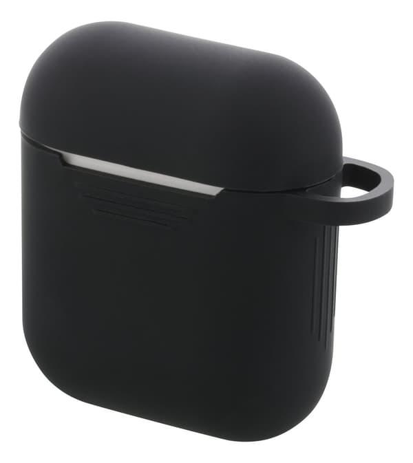 AirPods 1/2 silicone case, keyring hole, easy to grip, black