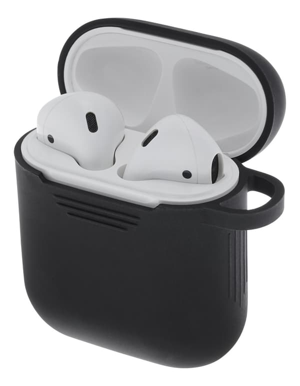 AirPods 1/2 silicone case, keyring hole, easy to grip, black