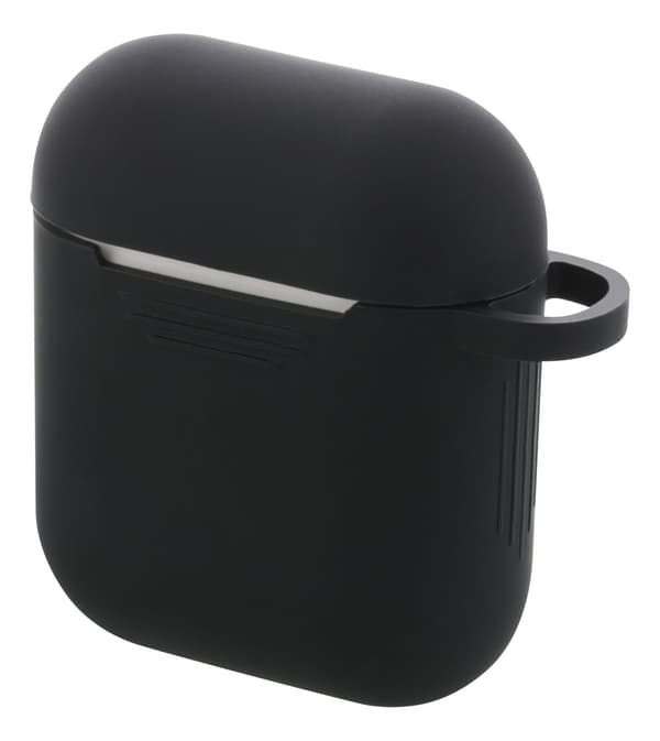 AirPods 1/2 silicone case, keyring hole, easy to grip, black
