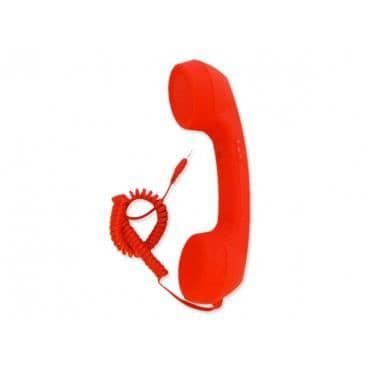 Gul kitsch trådad telefonlur.